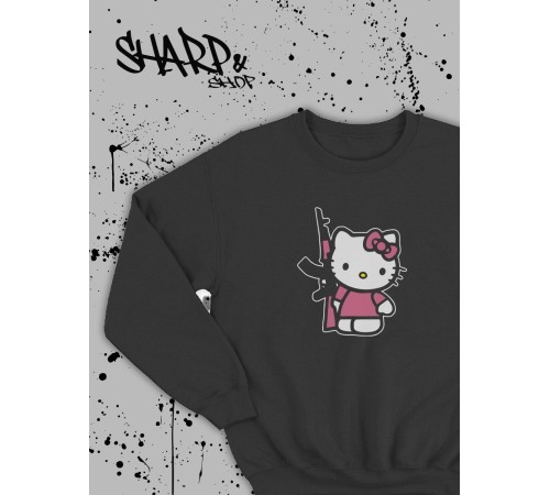 Толстовки, свитшоты и худи Hello Kitty Sharp&Shop Свитшот Hello Kitty черный оверсайз толстовка Куроми