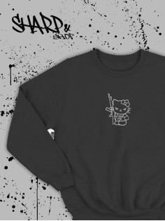 Толстовки, свитшоты и худи Hello Kitty Sharp&Shop Свитшот Hello Kitty черный оверсайз толстовка Куроми