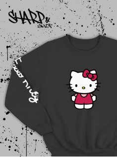 Толстовки, свитшоты и худи Hello Kitty Sharp&Shop Свитшот Hello Kitty черный оверсайз толстовка Куроми