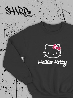 Толстовки, свитшоты и худи Hello Kitty Sharp&Shop Свитшот Hello Kitty черный оверсайз толстовка Куроми