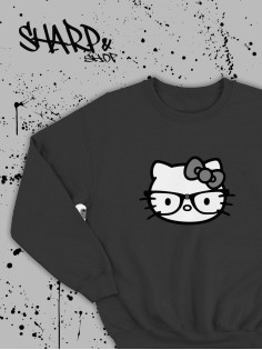 Толстовки, свитшоты и худи Hello Kitty Sharp&Shop Свитшот Hello Kitty черный оверсайз толстовка Куроми