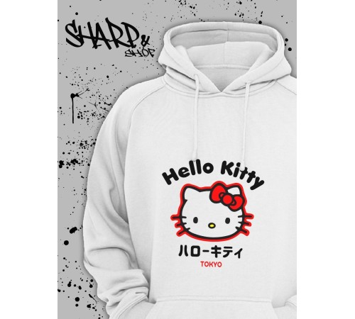Толстовки, свитшоты и худи Hello Kitty Sharp&Shop Худи Hello Kitty белое оверсайз Куроми кофта дрейн гранж