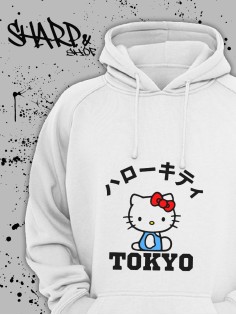 Толстовки, свитшоты и худи Hello Kitty Sharp&Shop Худи Hello Kitty белое оверсайз Куроми кофта дрейн гранж