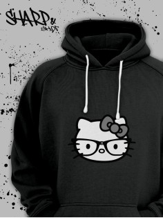 Толстовки, свитшоты и худи Hello Kitty Sharp&Shop Худи Hello Kitty черное оверсайз Куроми кофта дрейн гранж