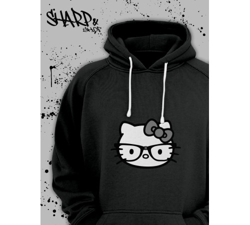 Толстовки, свитшоты и худи Hello Kitty Sharp&Shop Худи Hello Kitty черное оверсайз Куроми кофта дрейн гранж