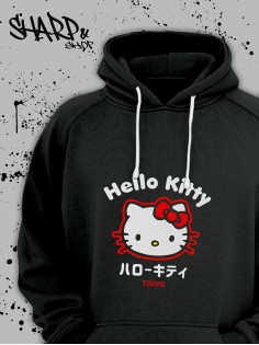 Толстовки, свитшоты и худи Hello Kitty Sharp&Shop Худи Hello Kitty черное оверсайз Куроми кофта дрейн гранж
