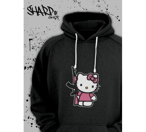 Толстовки, свитшоты и худи Hello Kitty Sharp&Shop Худи Hello Kitty черное оверсайз Куроми кофта дрейн гранж