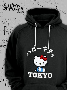 Толстовки, свитшоты и худи Hello Kitty Sharp&Shop Худи Hello Kitty черное оверсайз Куроми кофта дрейн гранж