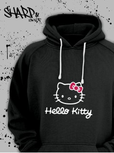Толстовки, свитшоты и худи Hello Kitty Sharp&Shop Худи Hello Kitty черное оверсайз Куроми кофта дрейн гранж