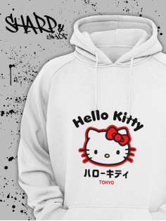 Толстовки, свитшоты и худи Hello Kitty Sharp&Shop Худи Hello Kitty белое оверсайз Куроми кофта дрейн гранж