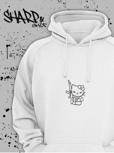 Толстовки, свитшоты и худи Hello Kitty Sharp&Shop Худи Hello Kitty белое оверсайз Куроми кофта дрейн гранж