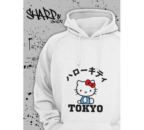 Толстовки, свитшоты и худи Hello Kitty Sharp&Shop Худи Hello Kitty белое оверсайз Куроми кофта дрейн гранж