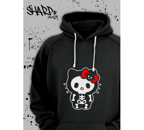 Толстовки, свитшоты и худи Hello Kitty Sharp&Shop Худи Hello Kitty черное оверсайз Куроми кофта дрейн гранж