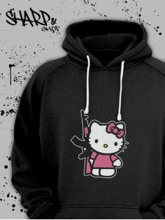 Толстовки, свитшоты и худи Hello Kitty Sharp&Shop Худи Hello Kitty черное оверсайз Куроми кофта дрейн гранж