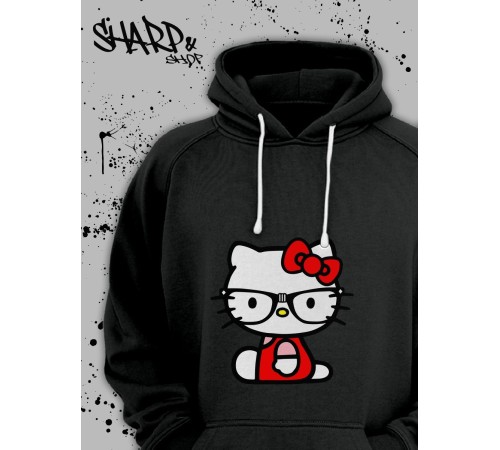 Толстовки, свитшоты и худи Hello Kitty Sharp&Shop Худи Hello Kitty черное оверсайз Куроми кофта дрейн гранж