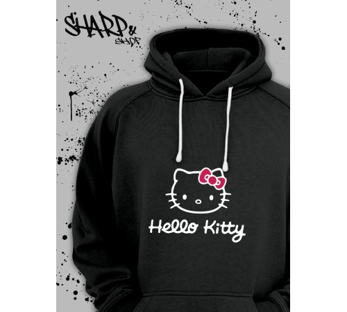 Толстовки, свитшоты и худи Hello Kitty Sharp&Shop Худи Hello Kitty черное оверсайз Куроми кофта дрейн гранж