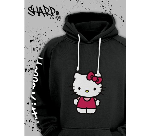 Толстовки, свитшоты и худи Hello Kitty Sharp&Shop Худи Hello Kitty черное оверсайз Куроми кофта дрейн гранж