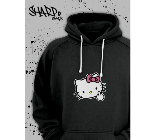 Толстовки, свитшоты и худи Hello Kitty Sharp&Shop Худи Hello Kitty черное оверсайз Куроми кофта дрейн гранж