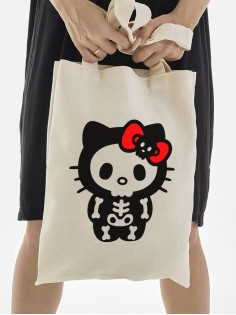 Сумка шоппер бежевый Аниме Hello Kitty Куроми дрейн тканевая