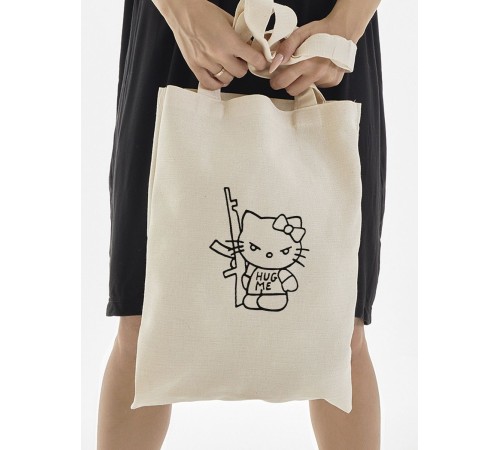 Шоппер Hello Kitty Куроми Sharp& Сумка шоппер бежевый Аниме Hello Kitty Куроми дрейн тканевая