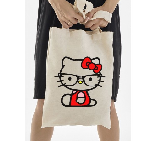Шоппер Hello Kitty Куроми Sharp& Сумка шоппер бежевый Аниме Hello Kitty Куроми дрейн тканевая
