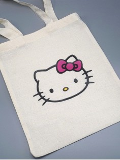 Сумка шоппер бежевый Аниме Hello Kitty Куроми дрейн тканевая