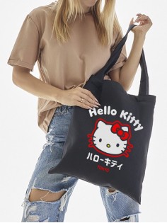 Шоппер Hello Kitty Куроми Sharp& Сумка шоппер черный Аниме Hello Kitty Куроми дрейн тканевая