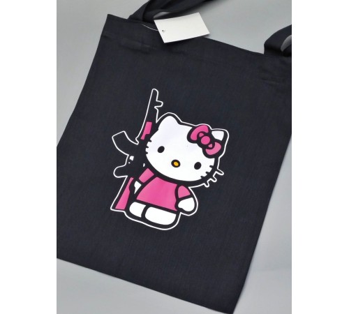 Шоппер Hello Kitty Куроми Sharp& Сумка шоппер черный Аниме Hello Kitty Куроми дрейн тканевая