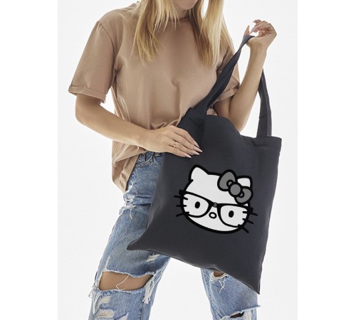 Шоппер Hello Kitty Куроми Sharp& Сумка шоппер черный Аниме Hello Kitty Куроми дрейн тканевая