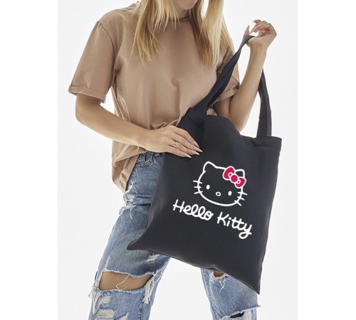 Шоппер Hello Kitty Куроми Sharp& Сумка шоппер черный Аниме Hello Kitty Куроми дрейн тканевая