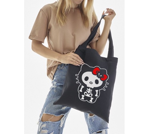 Шоппер Hello Kitty Куроми Sharp& Сумка шоппер черный Аниме Hello Kitty Куроми дрейн тканевая