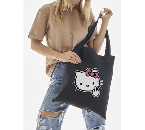 Шоппер Hello Kitty Куроми Sharp& Сумка шоппер черный Аниме Hello Kitty Куроми дрейн тканевая