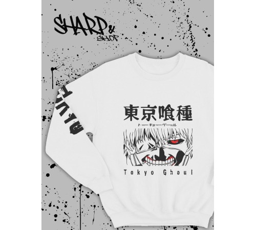 Sharp@Shop Свитшот Аниме белый оверсайз ахегао Токийский Гуль