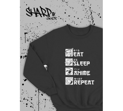 Sharp@Shop Свитшот Аниме черный оверсайз Кагуя Токийский Гуль дрейн