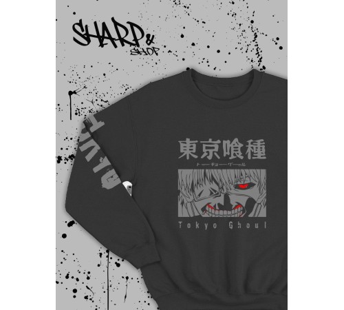 Sharp@Shop Свитшот Аниме черный оверсайз Кагуя Токийский Гуль дрейн