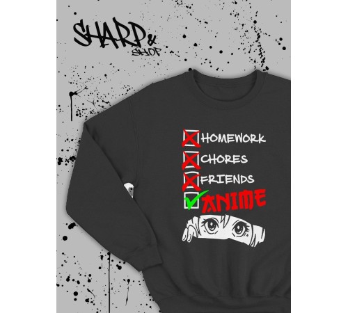 Свитшоты Аниме оверсайз Sharp&Shop Свитшот с принтом хентай Ахегао Куроми