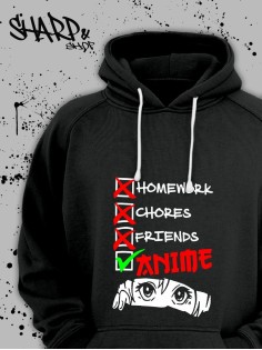 Худи Аниме оверсайз Sharp&Shop Аниме худи женское оверсайз с принтом черное