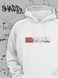 Худи Аниме оверсайз Sharp&Shop Аниме худи мужское оверсайз с принтом белое