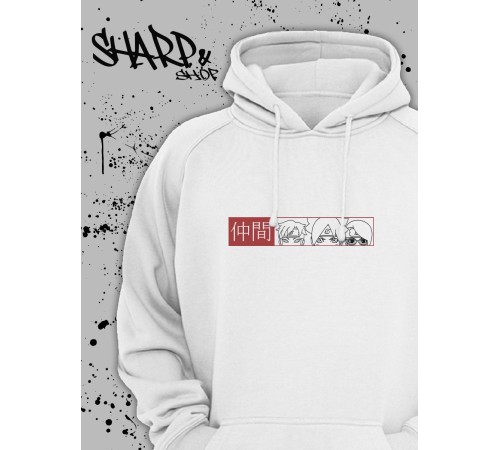 Худи Аниме оверсайз Sharp&Shop Аниме худи мужское оверсайз с принтом белое