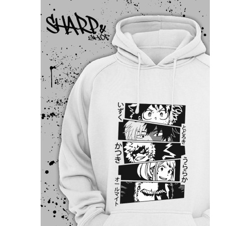 Худи Аниме оверсайз Sharp&Shop Аниме худи мужское оверсайз с принтом белое