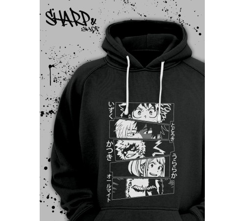 Худи Аниме оверсайз Sharp&Shop Аниме худи мужское оверсайз с принтом черное