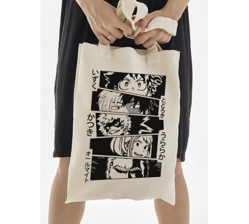 Сумки шопперы с принтом Аниме Sharp&Shop Эко сумка шоппер аниме бежевый с принтом без молнии