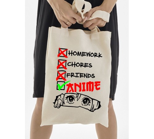 Сумки шопперы с принтом Аниме Sharp&Shop Эко сумка шоппер аниме бежевый с принтом без молнии