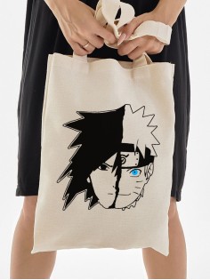 Сумки шопперы с принтом Аниме Sharp&Shop Эко сумка шоппер аниме бежевый с принтом без молнии