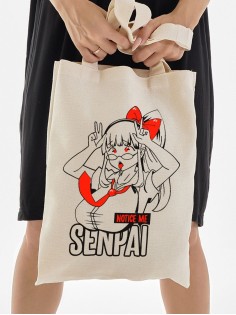 Сумки шопперы с принтом Аниме Sharp&Shop Эко сумка шоппер аниме бежевый с принтом без молнии