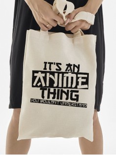 Сумки шопперы с принтом Аниме Sharp&Shop Эко сумка шоппер аниме бежевый с принтом без молнии