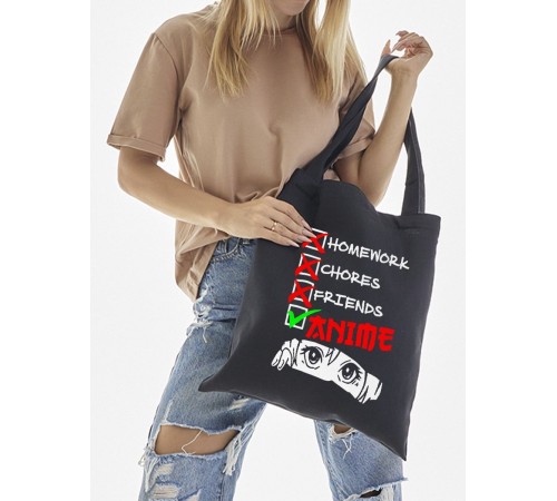 Сумки шопперы с принтом Аниме Sharp&Shop Эко сумка шоппер аниме черный с принтом без молнии