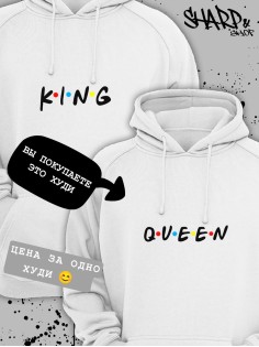 Парные худи Sharp&Shop Парные худи для влюбленных с принтом надписями оверсайз
