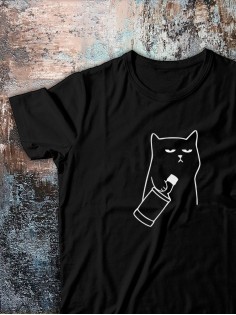 Футболка оверсайз с принтом с приколом Sharp&Shop Футболка с мемом котом принтом надписями оверсайз унисекс