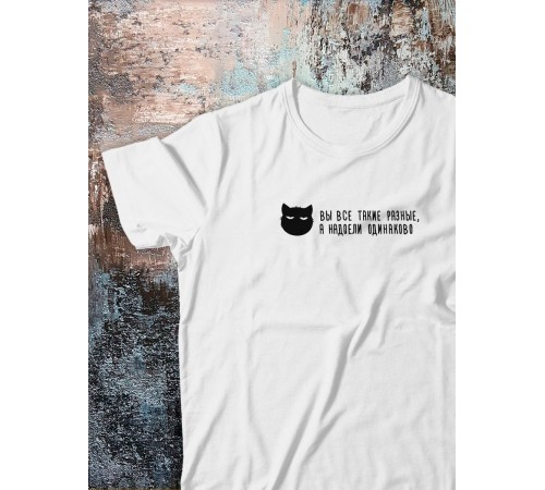 Футболка оверсайз с принтом с приколом Sharp&Shop Футболка с мемом котом принтом надписями оверсайз унисекс